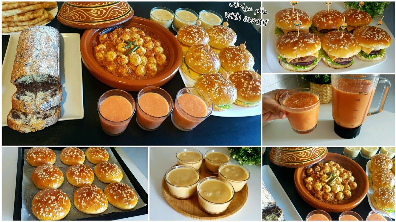 كلشي ساهل و اقتصادي👌خبز برغر اخف من الريش، طاجين كفتة الدجاج، تحلية الكراميل و عصير ولا اروع