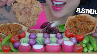 ASMR SPICY THAI CHILI DIPPING SAUCE + FRESH VEGGIES + BBQ PORK (EATING SOUNDS) NO TALKING | SAS-ASMR