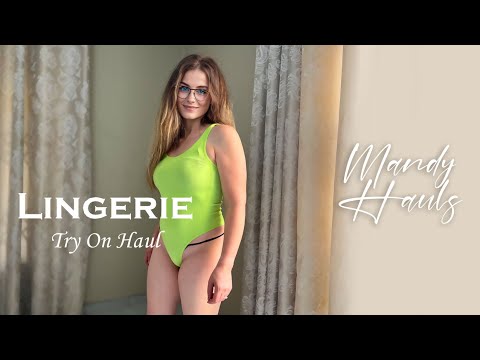 4K Neon Sexy Lingerie Bodysuit with Micro Bikini Thong Try on Haul