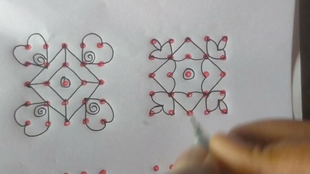 5*5 dots easy rangoli designs | small dots muggulu | easy kolam | letest muggulu |