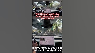 FSD 13.2.8 no quick adjust for blocked ramp. Disengaged. Gantry Park Test #teslafsd #fsdbeta #fsd