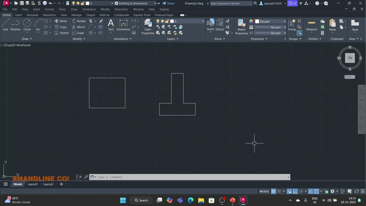 AutoCAD Tutorial for Beginners - DRAW TOOLBAR (LINE COMMAND)