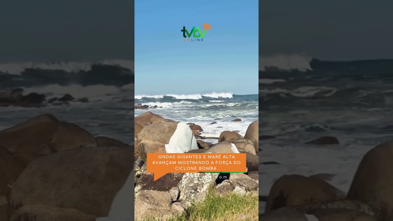 Ondas gigantes e maré alta avançam mostrando a força do Ciclone bomba