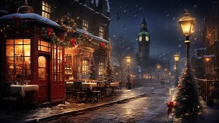 Snowy Street Night At Cozy Christmas Ambience 🎄 Warm Christmas Piano Music To Good Mood
