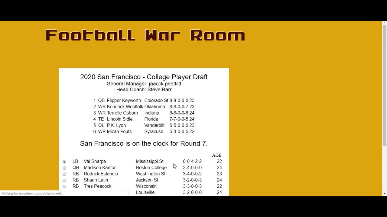 Weirdest Draft ever/ Football War Room Episode 1 YouTube