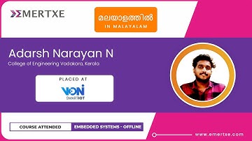 Best EMBEDDED SYSTEMS Training Institute in Bangalore | Adarsh Narayan Got Placed at VON Smart IoT