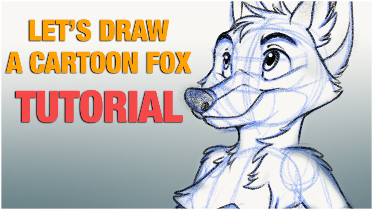 How to: Let's draw a cartoon fox step by step on the ipad tablet - YouTube