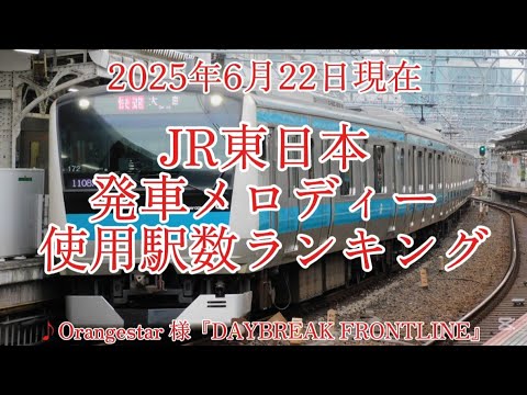 2025年6月22日版 JR東日本汎用発車メロディー 使用駅数ランキング TOP20