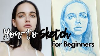 How to draw girl face for beginners | Draw with me sketchbook drawingtutorial portrait