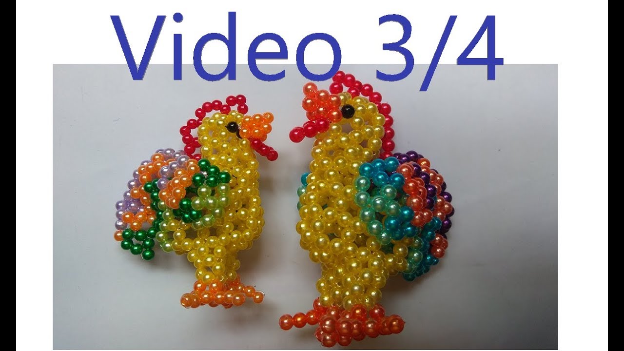Beads - How to make keychains: rooster 3/4 (con gà trống)