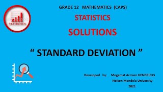 STANDARD DEVIATION  Exercise   SOLUTIONS  Gr 12 STATISTICS