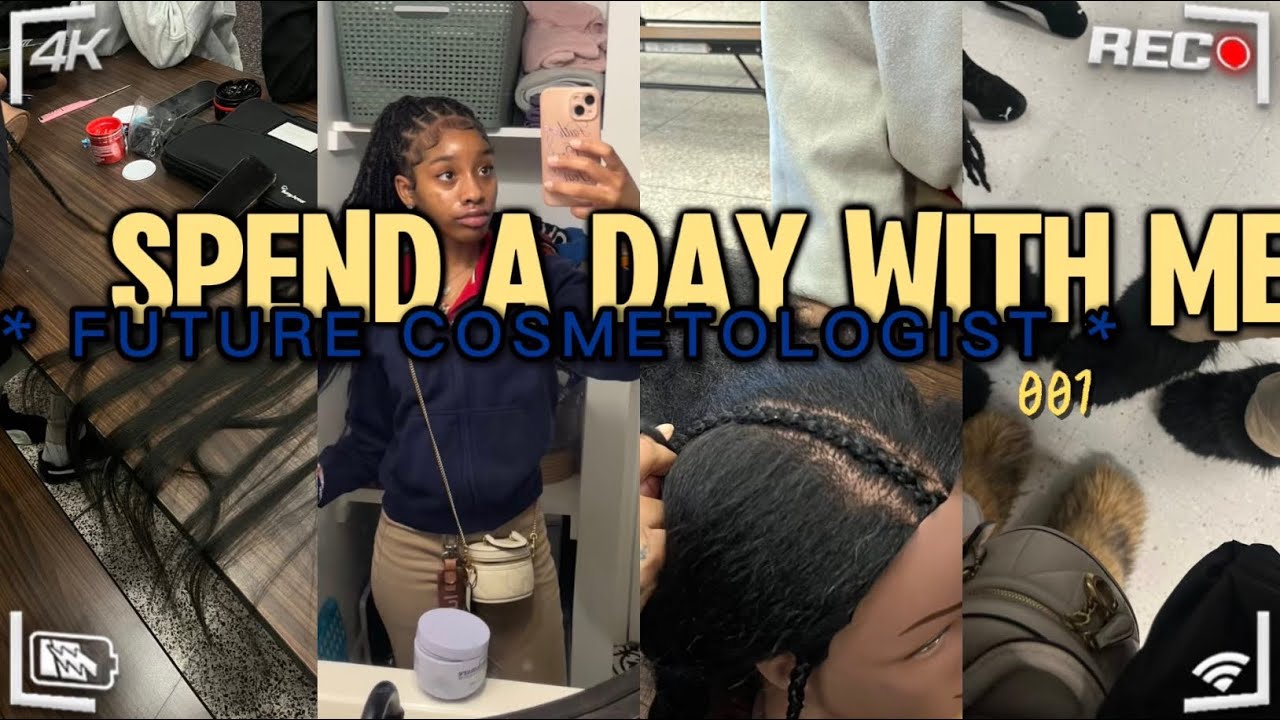 SPEND A DAY WITH ME 💇🏽‍♀️💛~ FUTURE COSMETOLOGIST 001 ~ grwm, friends, braiding tutorial & more!  