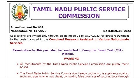 TNPSC Research Assistant 2023 Notification Released