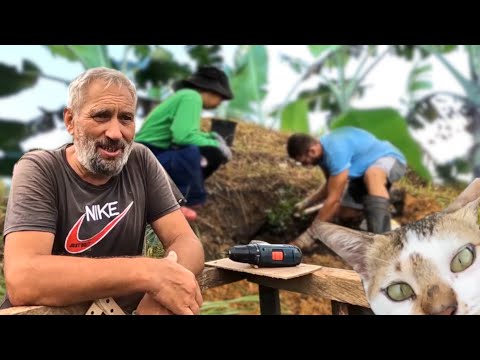 Закладываем новый сад | Батя построил домик для цыплят | Отец и сын строят домик в деревне
