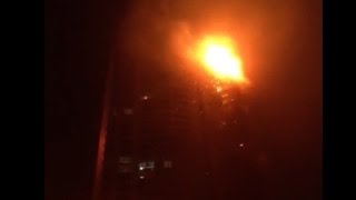 Massive fire rages in Dubai skyscraper