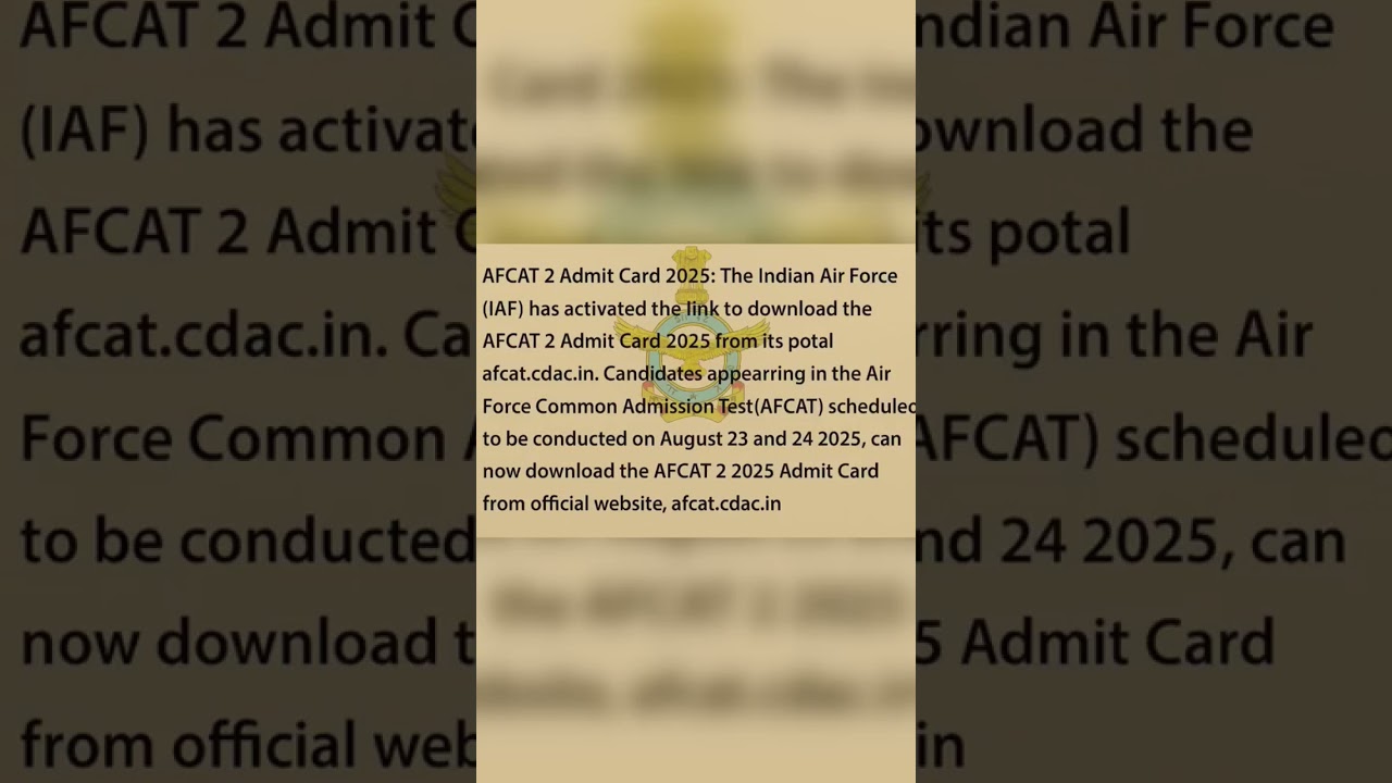 AFCAT 2 ADMIT CARD DOWNLOAD LINK 2025|Airforce admit card 2025