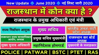 राजस्थान में कौन क्या 2020 | Raj_police,BSTC,PTET, Patwar, Rpsc, all exam.Rajasthan Current Affairs