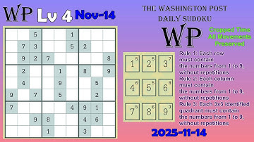 The Washington Post Daily Sudoku 2025-11-14 Level 4