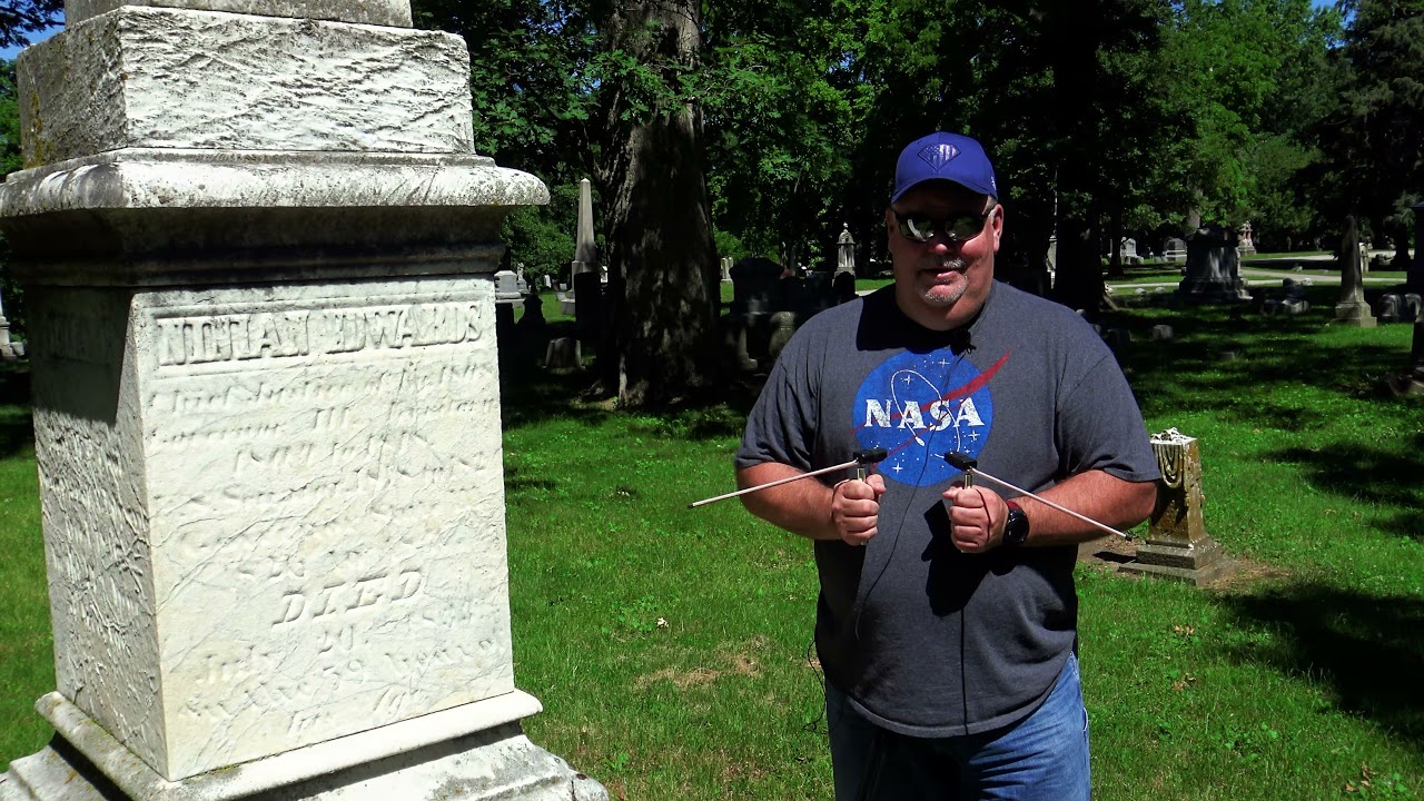 Using The Dowsing Rods at Governor Ninian Edwards Grave in Oak Ridge Cemetery From 22 June 2021