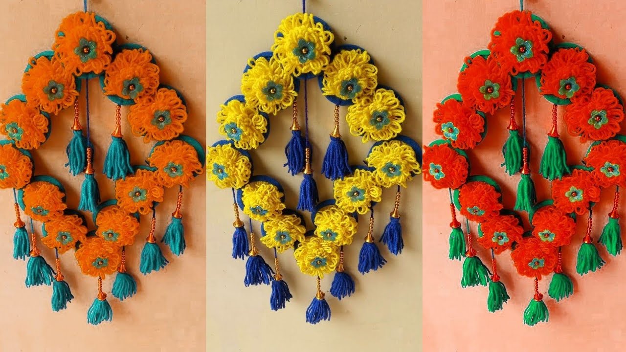 Diy Woolen Door hanging Toran/Woolen design/Jhalar ki design/woolen ...