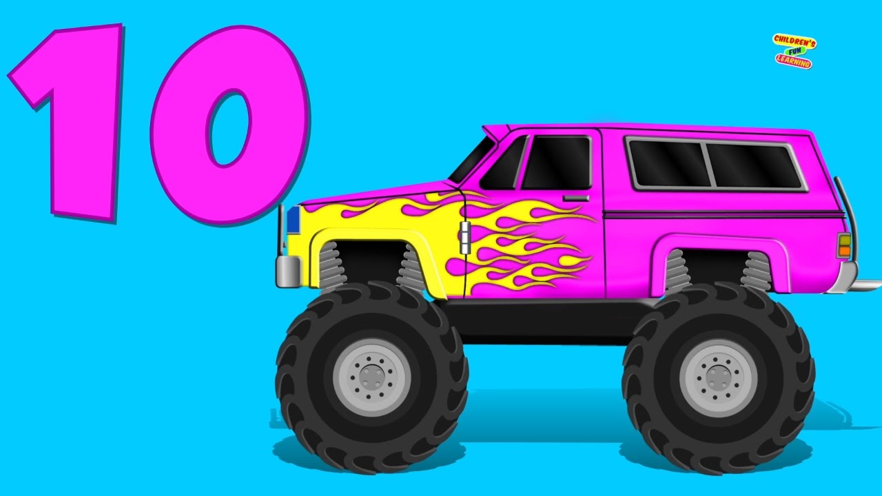 Ten Little Monster Trucks | Trucks Song | Numbers Rhyme | Children Song for Kids & Toddlers ...