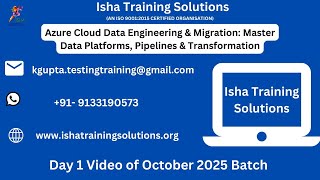 Azure Cloud Data Engineering Migration Day 1 video on 9th oct 2025