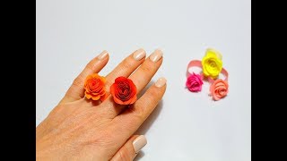 Оригами из бумаги КОЛЬЦО С РОЗОЙ. Origami  de papel ANILLO CON ROSA. Paper ring with rose