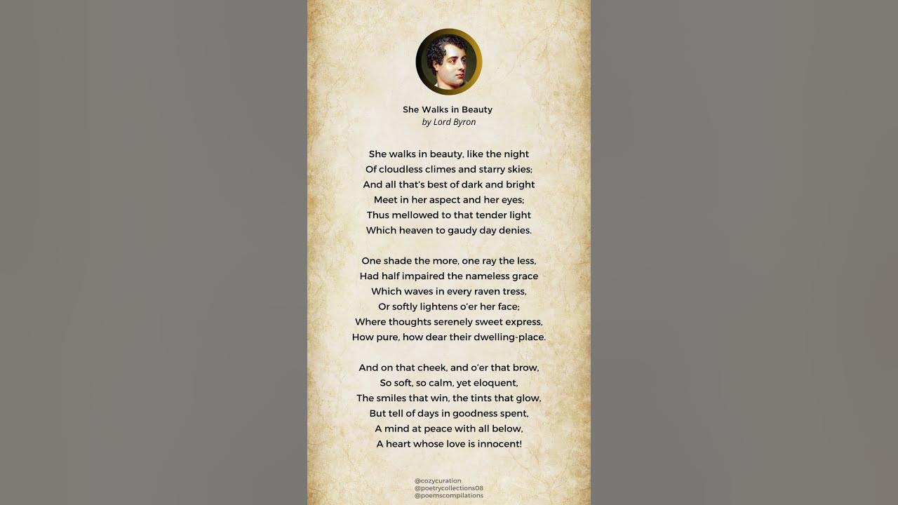 She Walks in Beauty by Lord Byron #poetry #poem #shewalksinbeauty #poemaboutlove #literature #love