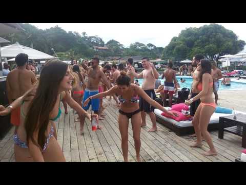 sexy brasilian girls with tanga dancing at pool party in Floripa