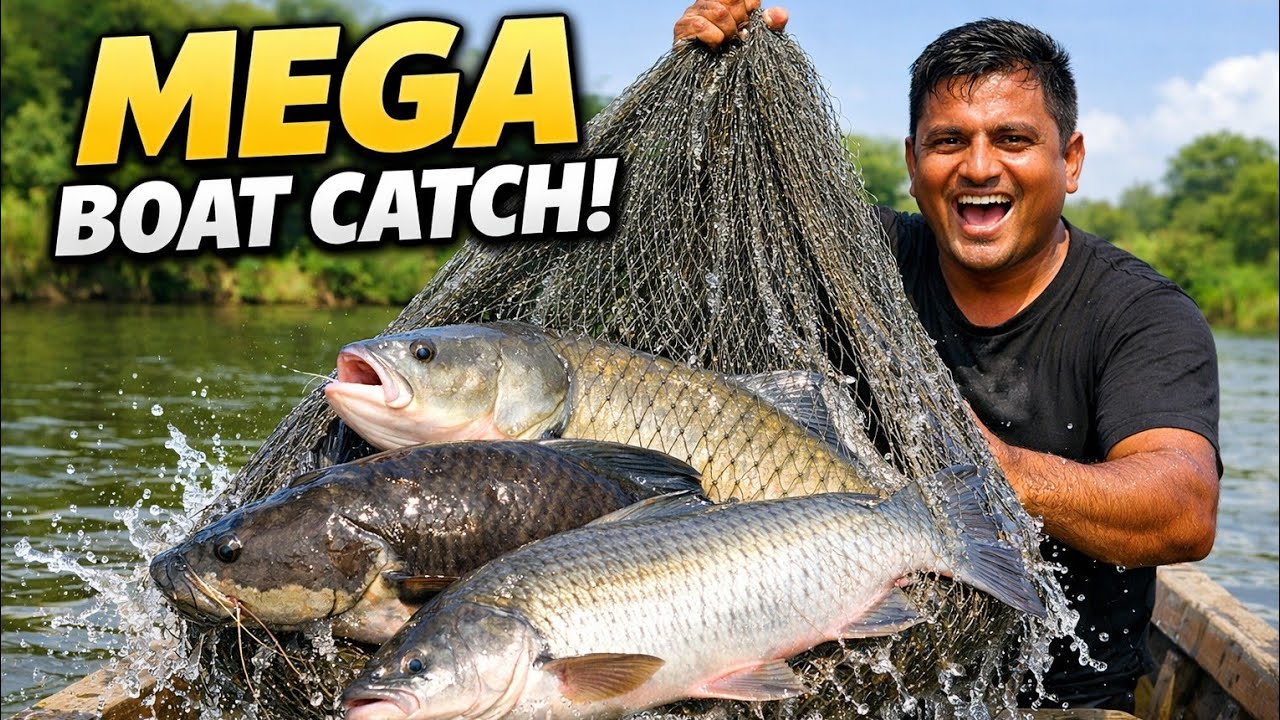 MEGA Net Fishing in the Boat – Massive Catch You Have to See!#fish#fishing