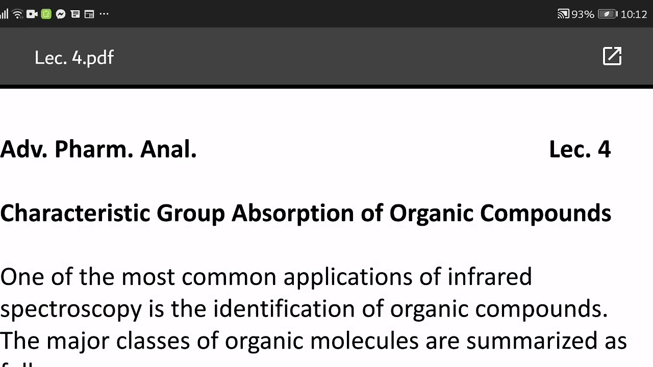 Identification of functional groups by IR spectroscopy