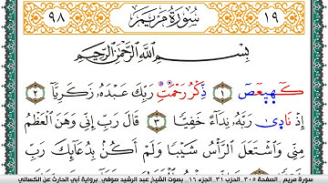 سورة مريم مكتوبة عبد الرشيد صوفي برواية ابي الحارث عن الكسائي