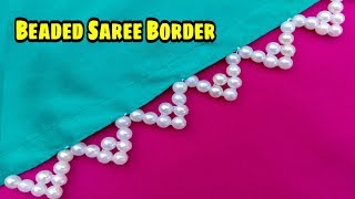 Hand made border/ for saree/ Duppata// Simple & easy to make // beads work/ useful & easy