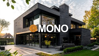 Architectural Harmony: Black House modern Design in Mid-Century Industrial monochromatic masterpiece