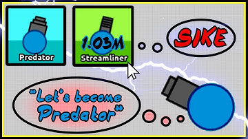 Diep.io - I Wanted to Upgrade to Predator, but I Misclicked And.. (Streamliner 1.03m - FFA)