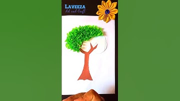 tree with crepe paper #artandcraftwithlaveeza #shortsart #shorts #crepepapercraft #crepe