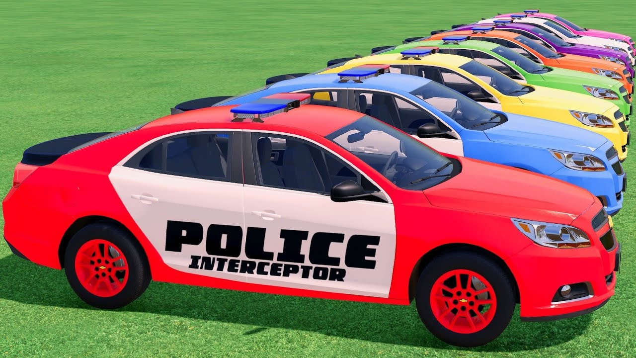 GO! POLICE CARS, AMBULANCE, FIRE TRUCK, COLORFUL CARS WITH TRUCK & TRAIN FARMING SIMULATOR 22! #145