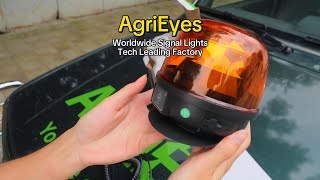 AgriEyes W08B Battery Powered Beacon Light, Amber Wireless Rotating LED Warning Lights for trucks