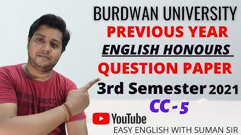 Burdwan University 3rd Semester English Honours Question Paper Analysis 2021 || CC-5