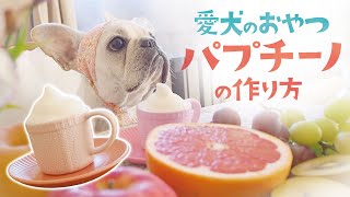 【パプチーノ】某ス○バ愛犬専用裏メニューおやつを自宅で優雅に満喫する子犬【フレンチブルドッグ】【French bulldog puppy】