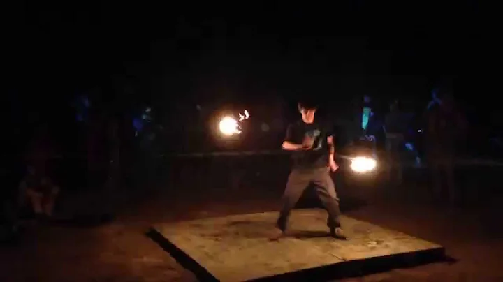 James Flicker Spinning Fire Contact Staff at Once ...
