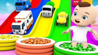 Wheels On The Bus - Baby's car wash garage and color-changing candy tank Nursery Rhymes & Kids Songs