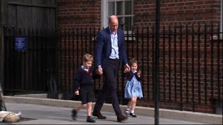 Prince William picks up George and Charlotte to meet newborn