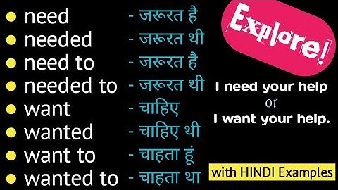 Daily Use Sentences | Uses of Want Wanted Want to Wanted to - Need Needed Need to in Spoken English