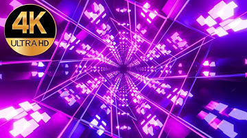 10 hour 4k Tv fast moving Pink color Relaxing Neon light Square abstract background video, animation