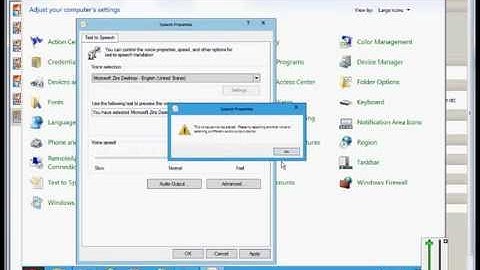How to change the default voice in Text to Speech in Microsoft Windows Server 2012