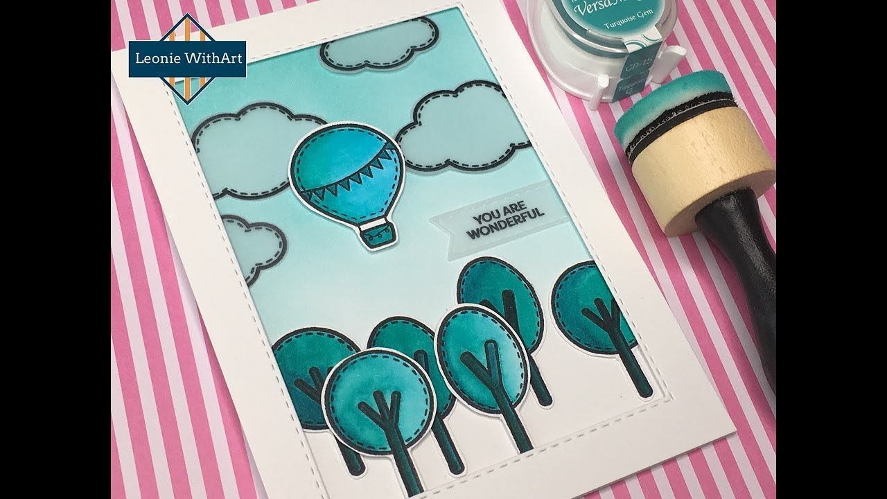 Monochromatic card with Create a Smile stamps