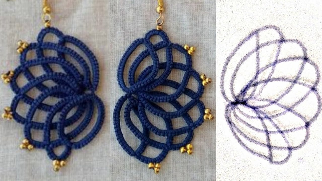 shuttle tatting earring for beginnerslace jewelry how to make tatting  earring  YouTube