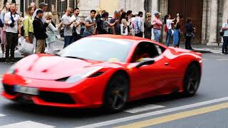 20 ferrari cars on the streets of rome, italy. italian police