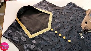 लेस के साथ हॉल्टर नेक कैसे बनाएं || How To Make Halter Neck Cutting and Stitching For Kurti